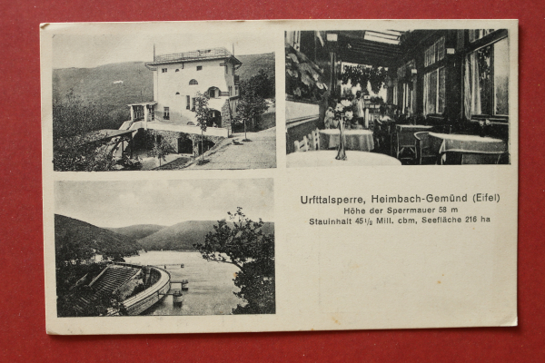 Postcard PC Heimbach Gemuend Eifel 1905-1920 Dam Restaurant Urfttalsperre Town architecture NRW